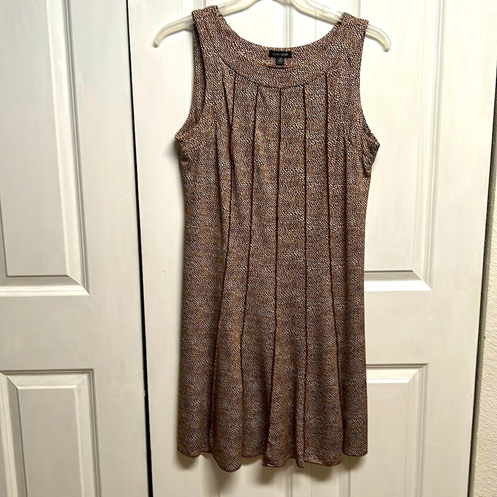 Voir Voir Brown White Pebble Print Sleeveless Casual Flare Dress Size 14P